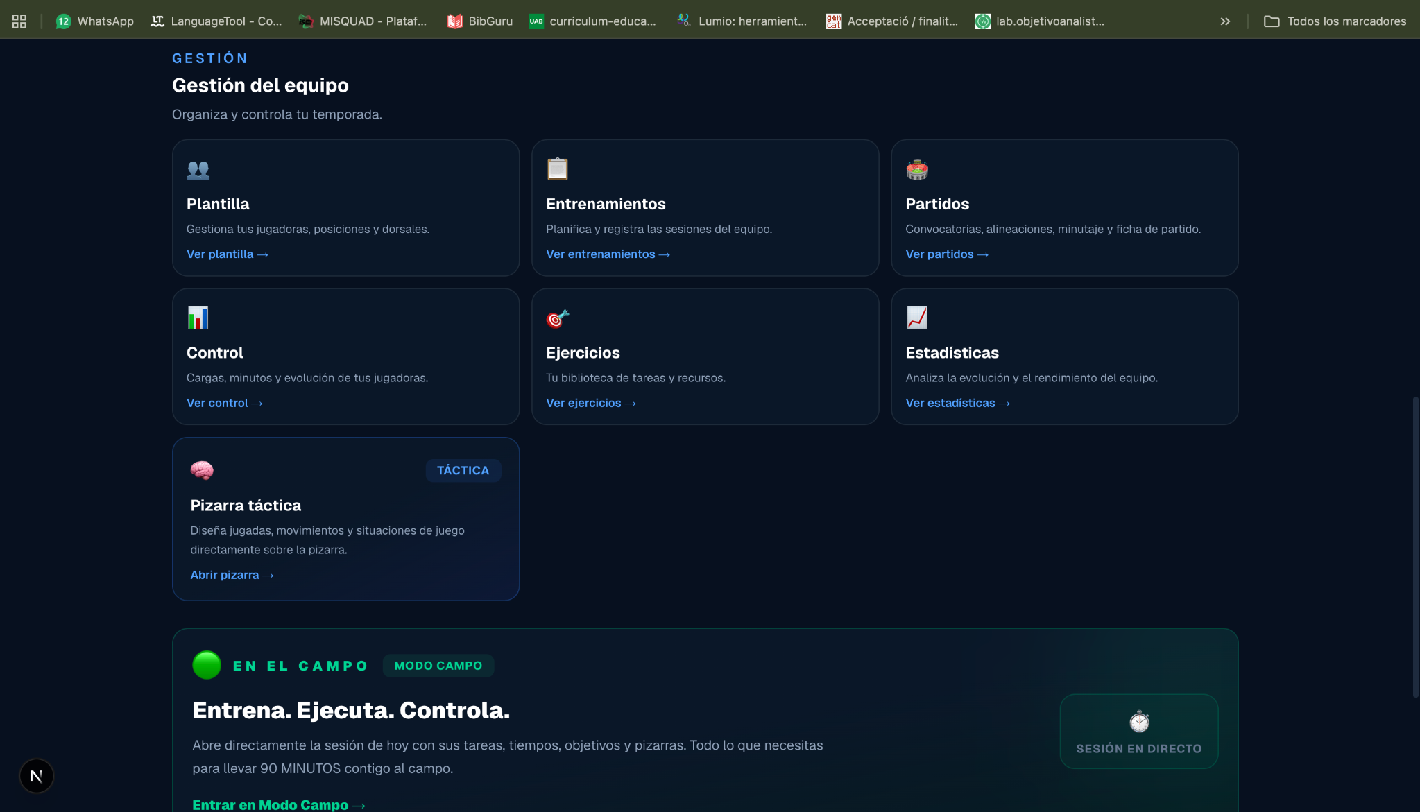 Gestión del equipo en 90 MINUTOS